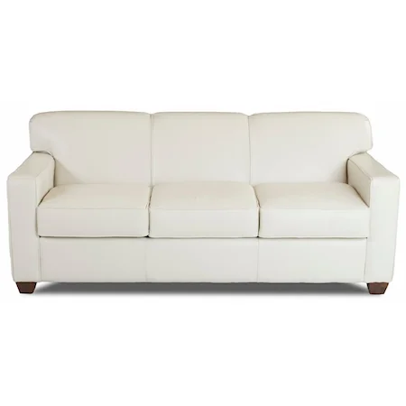 Contemporary Leather Air Coil Queen Sleeper Sofa with Tight Back and Track Arms